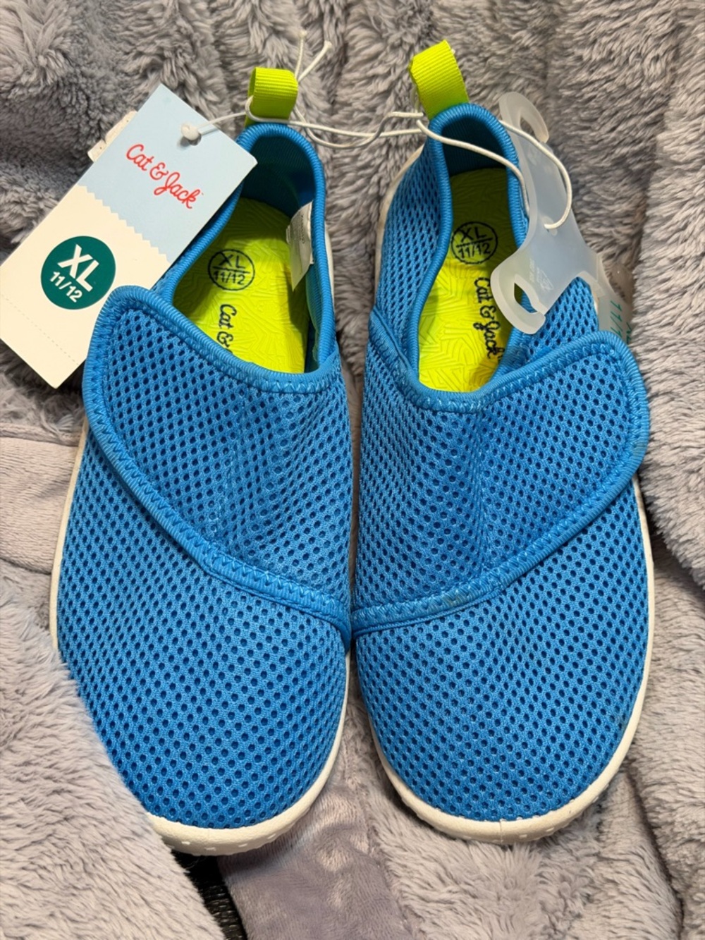 Cat & Jack Blue Mesh Slip-On Sneakers with Lime Insole